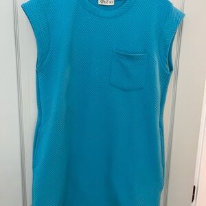 Blue Sleeveless Dress with Pockets